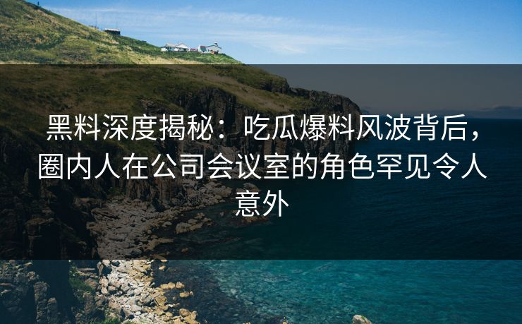 黑料深度揭秘：吃瓜爆料风波背后，圈内人在公司会议室的角色罕见令人意外