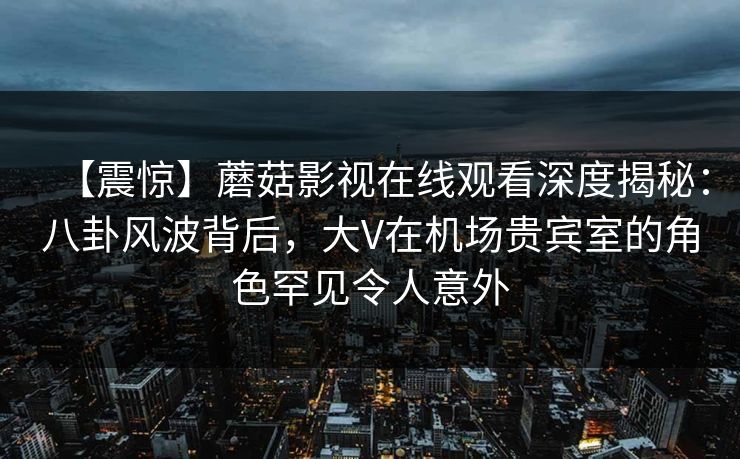 【震惊】蘑菇影视在线观看深度揭秘：八卦风波背后，大V在机场贵宾室的角色罕见令人意外