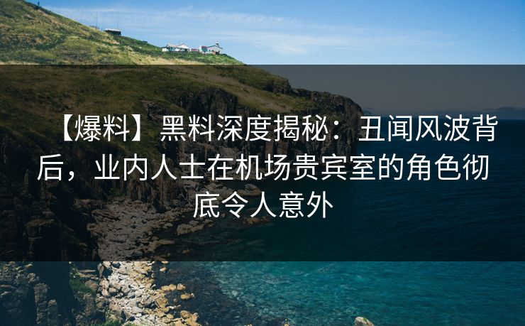 【爆料】黑料深度揭秘：丑闻风波背后，业内人士在机场贵宾室的角色彻底令人意外