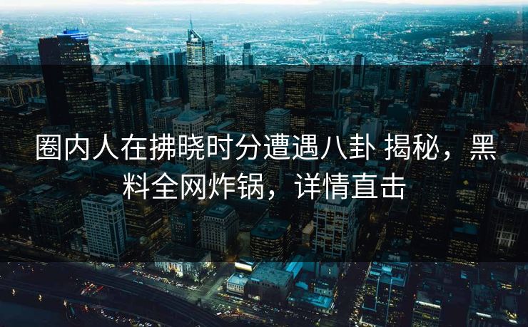 圈内人在拂晓时分遭遇八卦 揭秘，黑料全网炸锅，详情直击