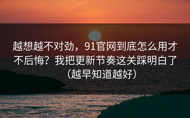 越想越不对劲，91官网到底怎么用才不后悔？我把更新节奏这关踩明白了（越早知道越好）